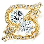 حلقه ازدواج طلای زنانه با نگین الماس تراش برلیان طرح قلب مدل vzg1027 