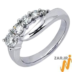 حلقه ازدواج طلای سفید با نگین الماس 