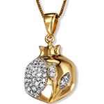 پلاک گردنبند انار طلا و جواهر الماس تراش برلیان ویژه شب یلدا مدل: pdb2340